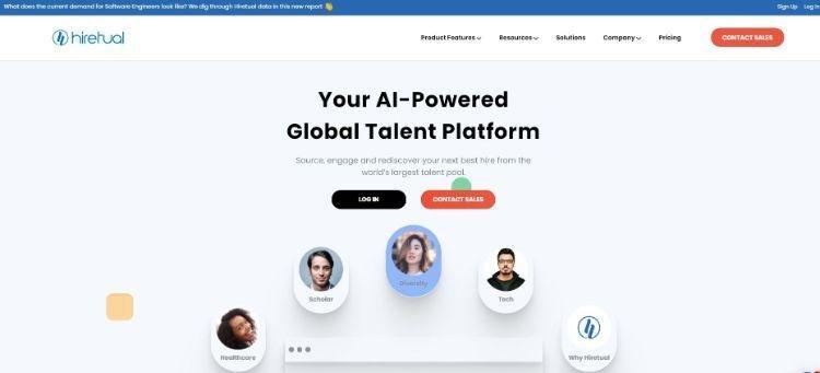 hiretual homepage