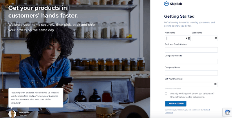 ShipBob Form - Best 3rd-Party Logistics Companies