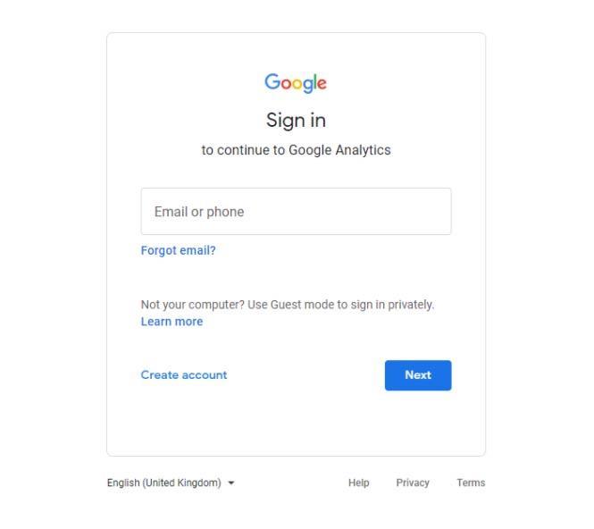 Sign in to Google Analytics