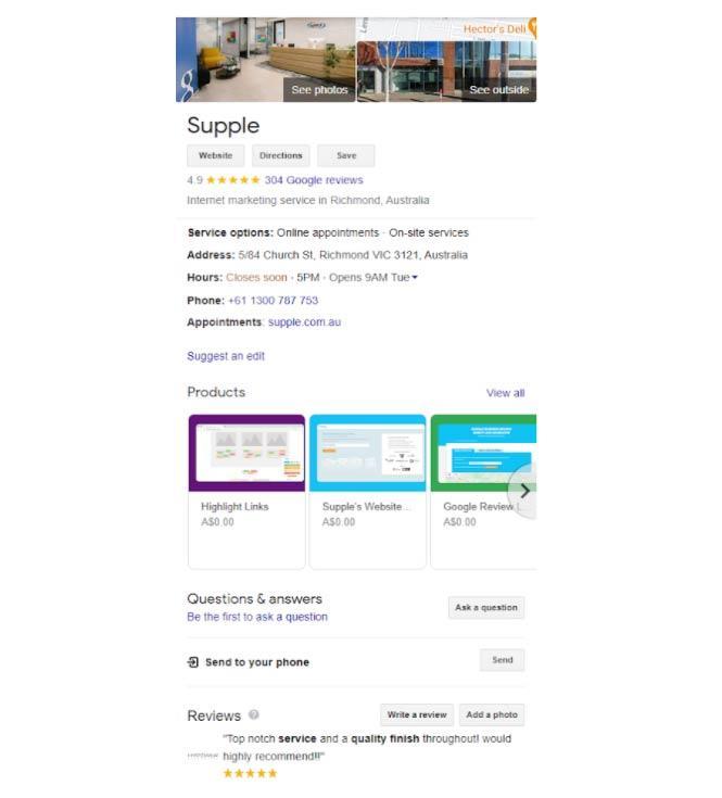 complete Google Business Profile listing