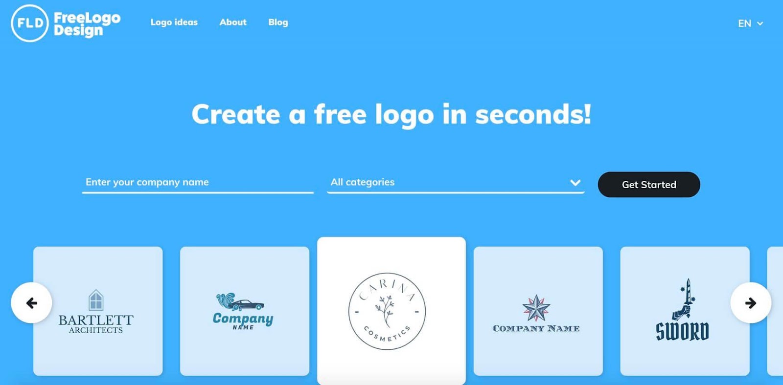 FreeLogoDesign homepage
