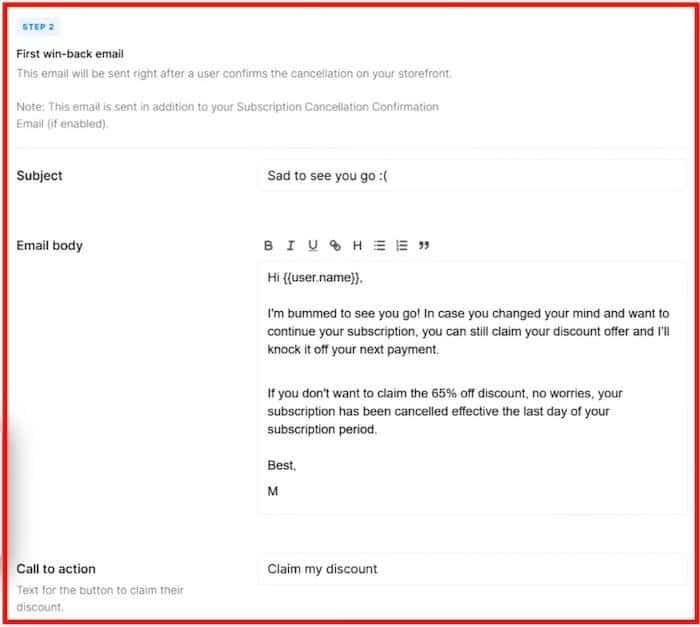 Uscreen automated win-back email