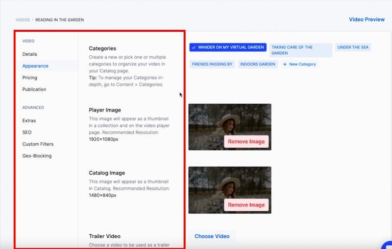 Uscreen customization options
