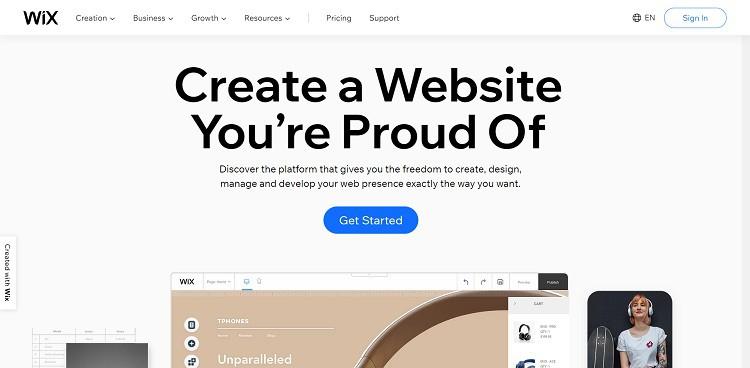 Wix homepage