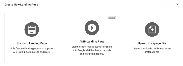 Create New Landing Pages