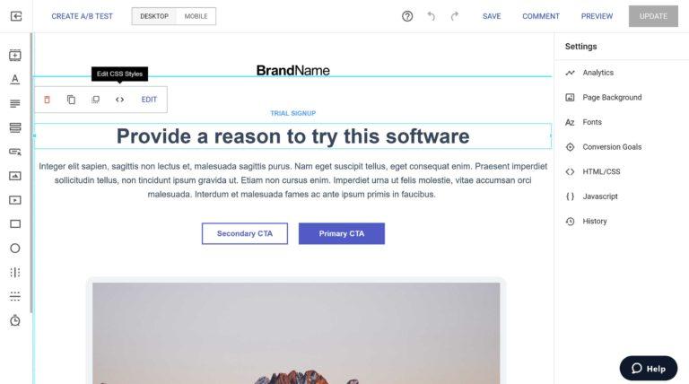 Landing Page Editor