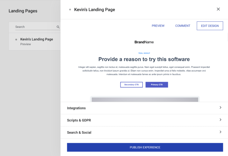 Landing Page Options