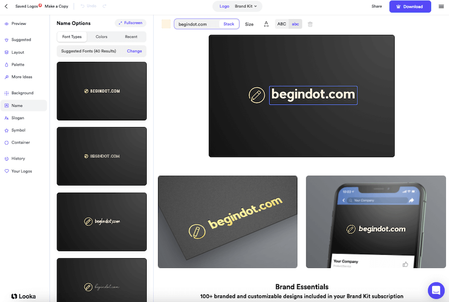 Looka Design Interface