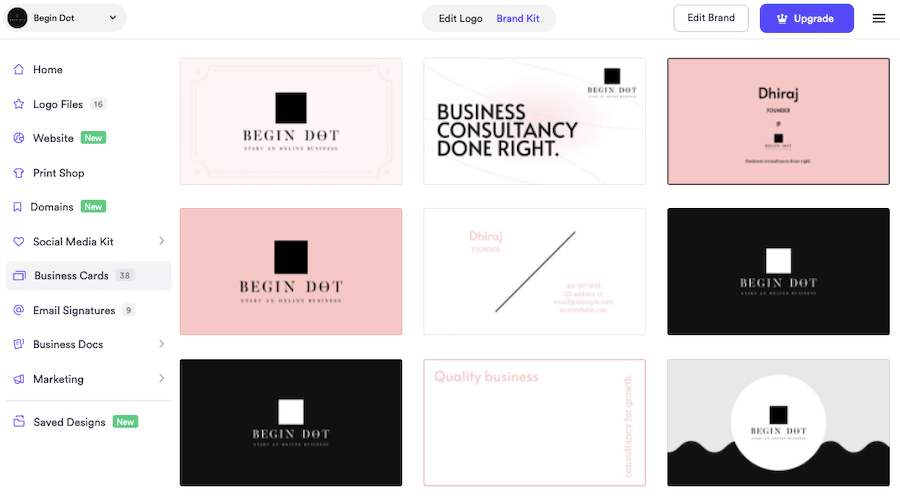 Looka Business Card Designs