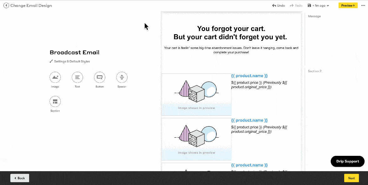 Drag and drop feature