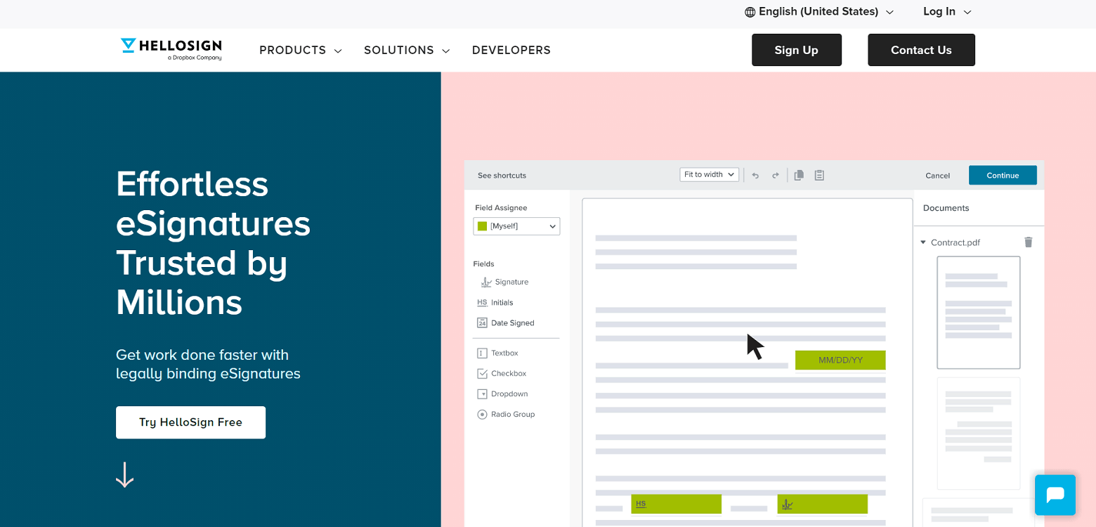 HelloSign Homepage