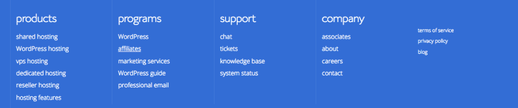Bluehost Footer