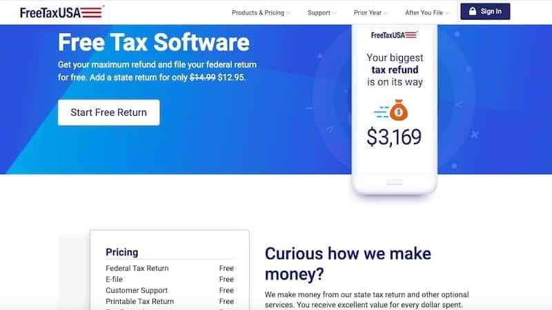 FreeTaxUSA: Free federal returns