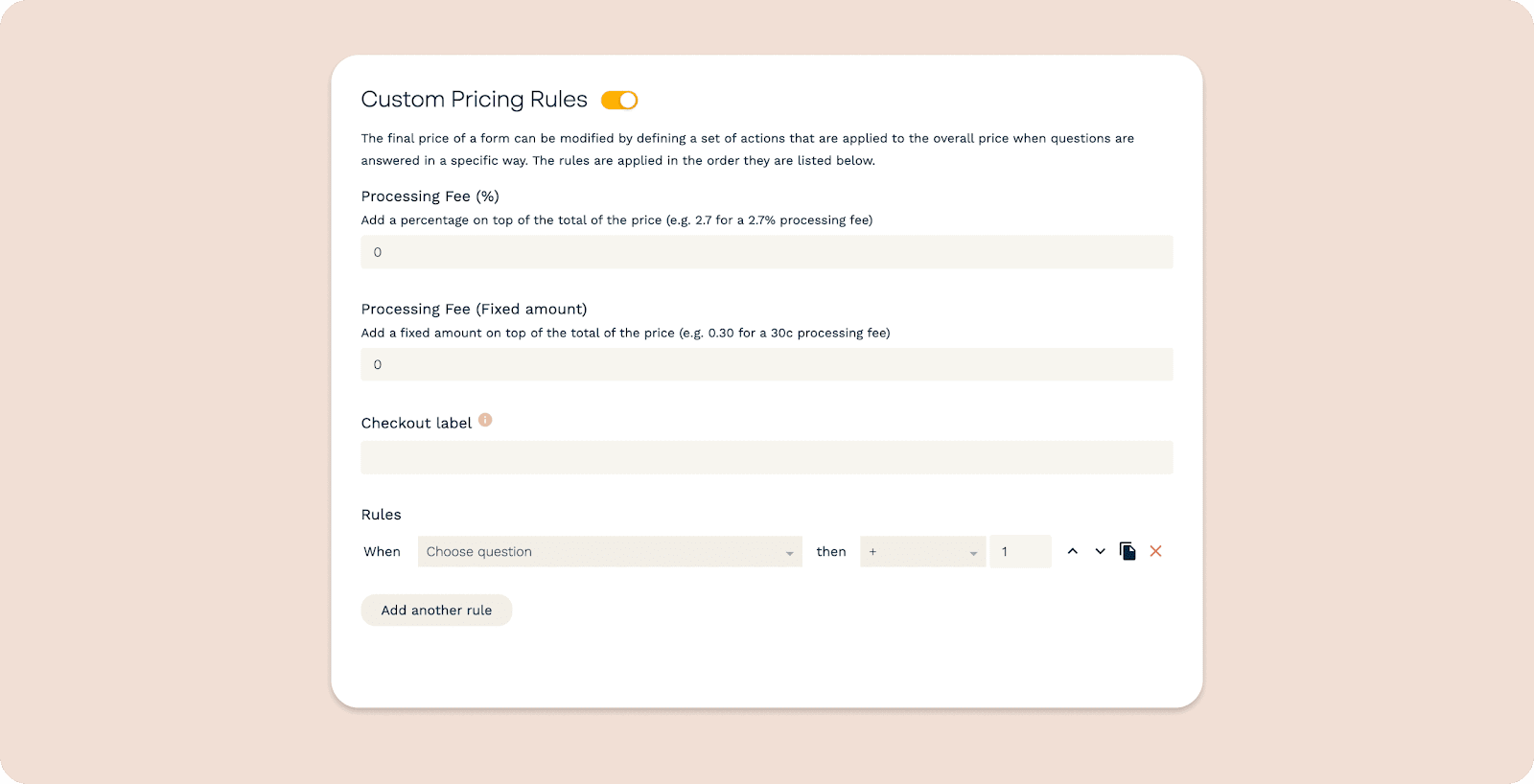 Custom pricing