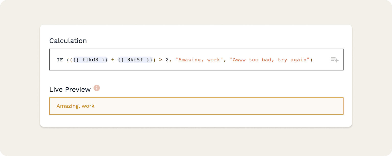 Calculation feature