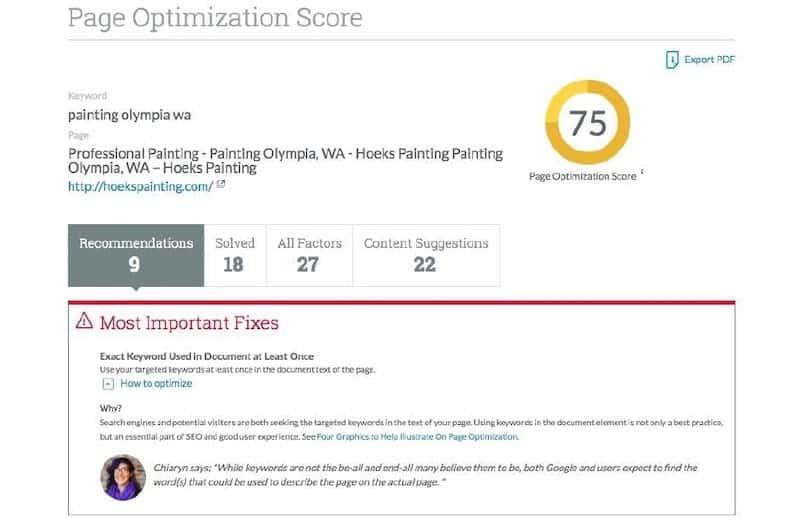 Moz On-page optimization