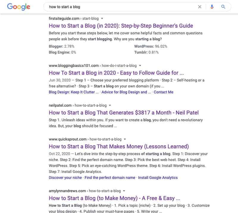 How to Start a Blog Google Search