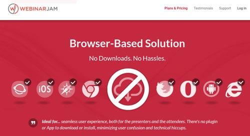 You have everything in browser with WebinarJam