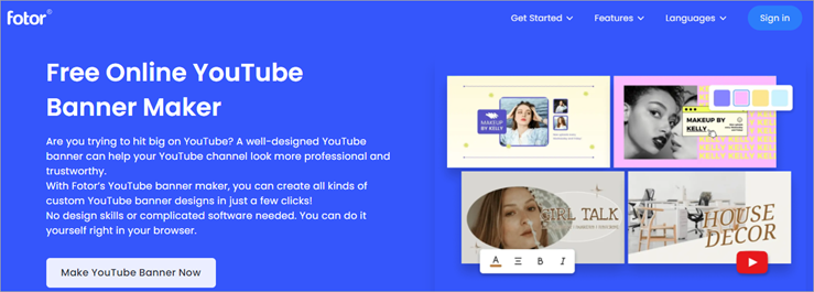 Fotor free youtube banner maker