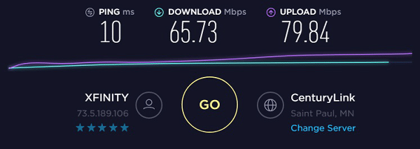 Speed test to IP10 - 73.5.189.106