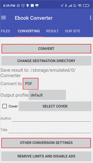 click on convert