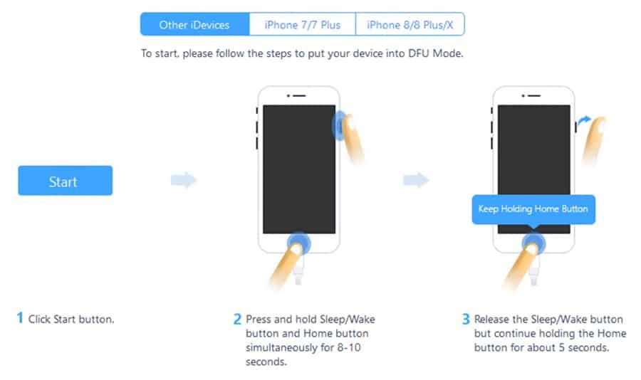 iMyFone LockWiper screenshot of entering Recovery Mode on iPhone