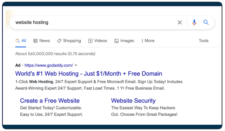 qu'est-ce que la publicité ppc - exemple d'une annonce google