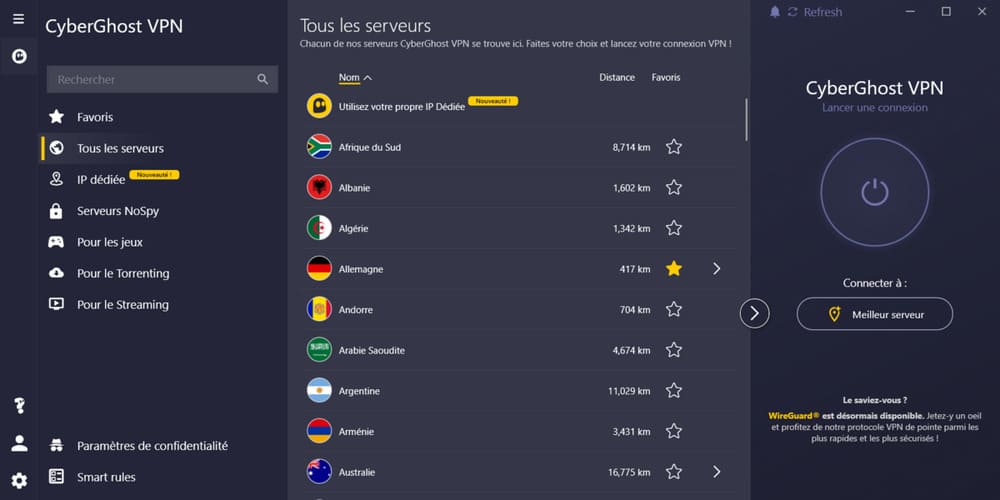 serveurs et de sites - cyberghost
