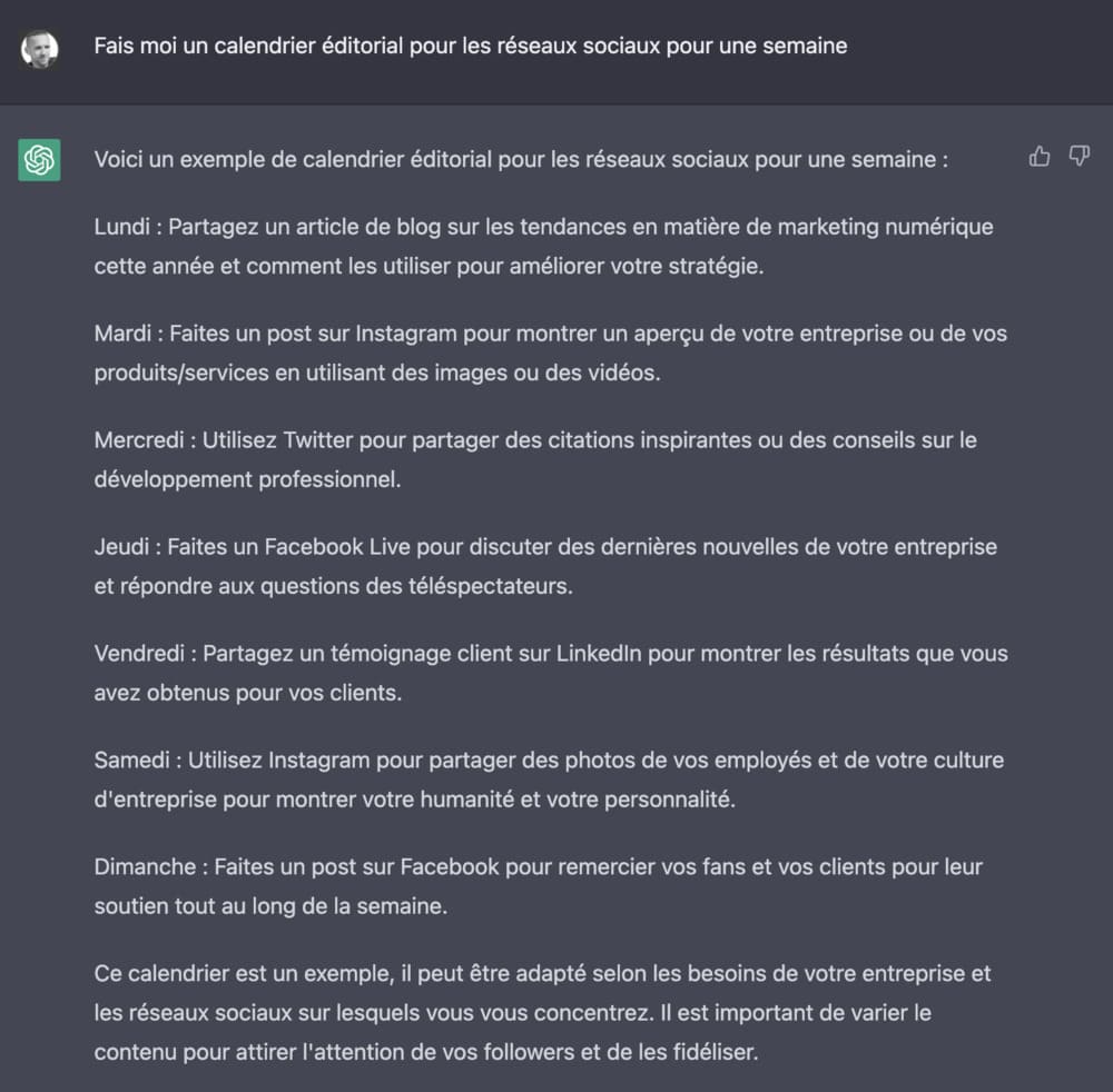 calendrier éditorial chatgpt