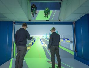 Virtalis ActiveWall at Siemens UK with a projected wall and floor