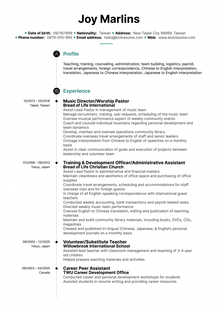 contoh CV dalam bahasa Inggris