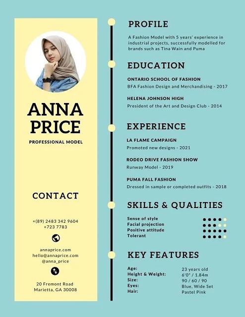 Contoh CV dalam bahasa Inggris adalah sebagai berikut