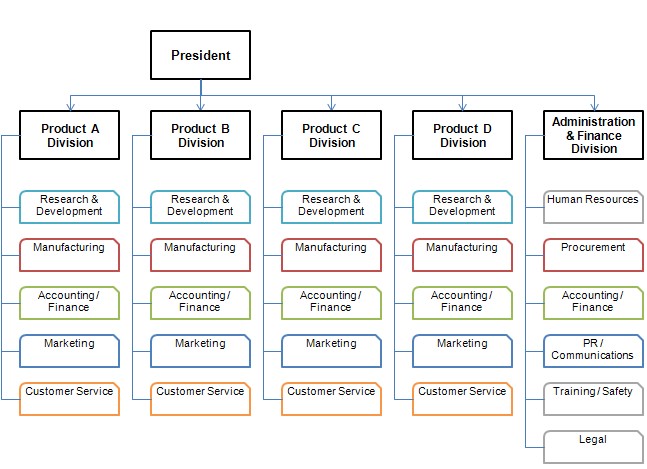 Contoh struktur organisasi perusahaan divisional