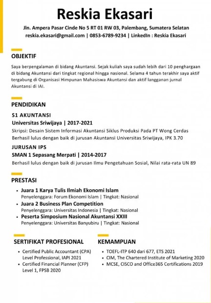 Contoh CV ATS friendly