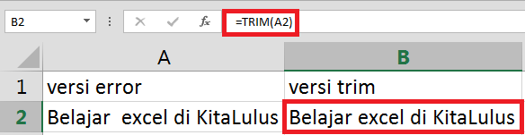 Cara menghapus spasi di excel