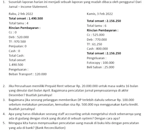 Soal membuat laporan akuntansi