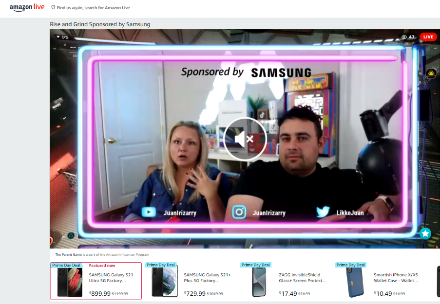 Screenshot of Samsung's Amazon Live event