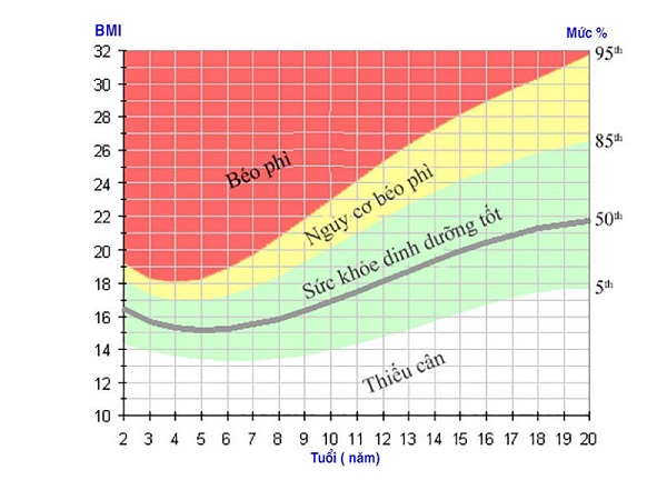 Bảng đo chỉ số BMI ở trẻ em