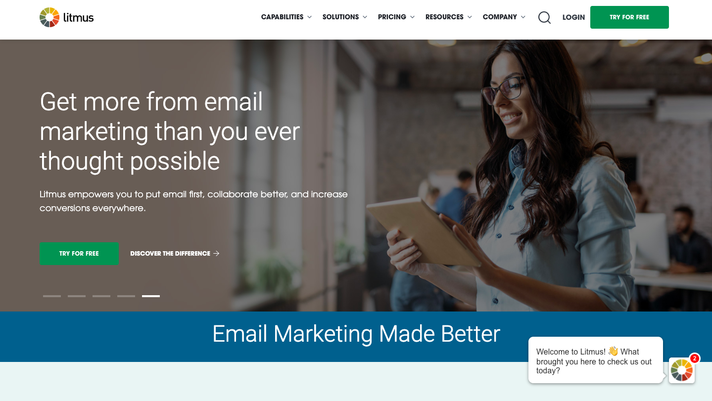 a SaaS website with great call to action.