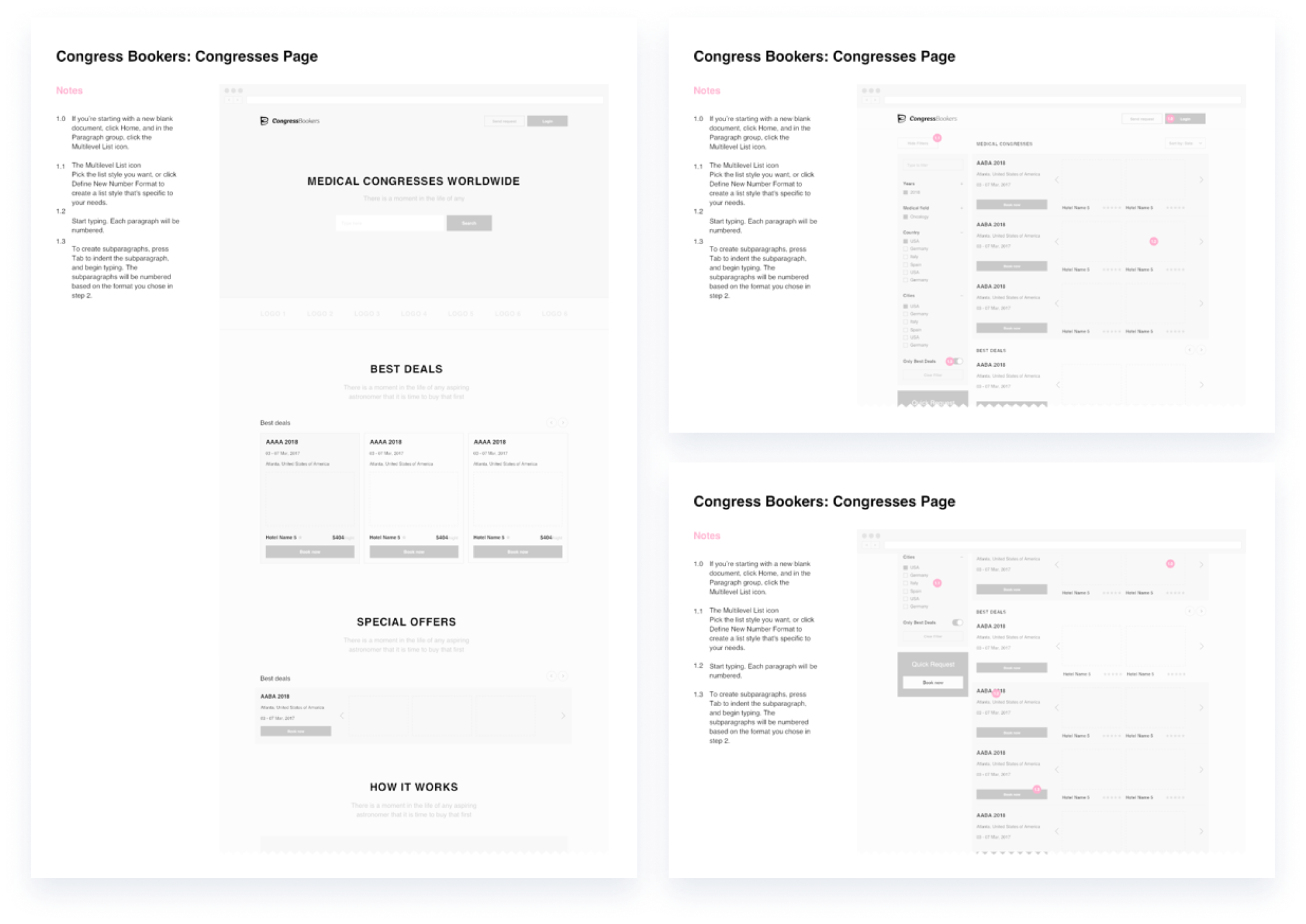 examples of product design process: wireframes