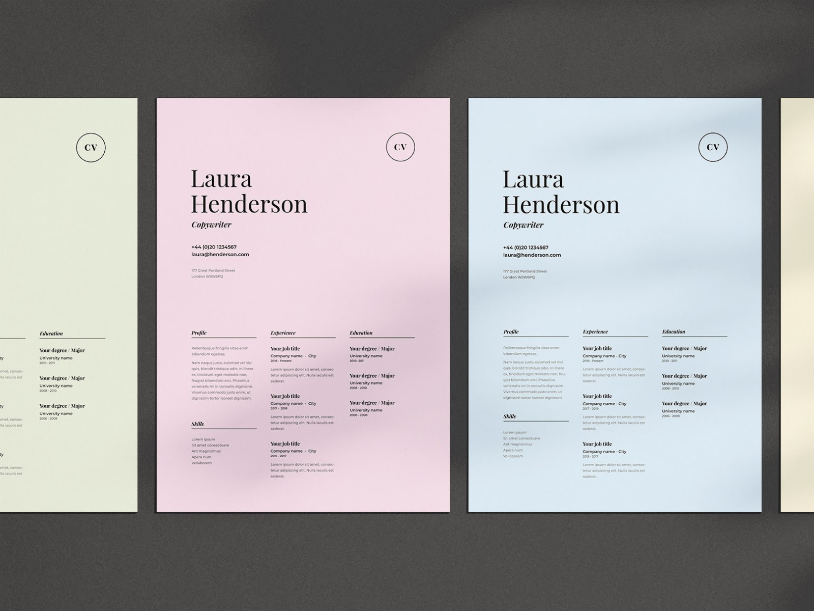 nice use of color in design resume