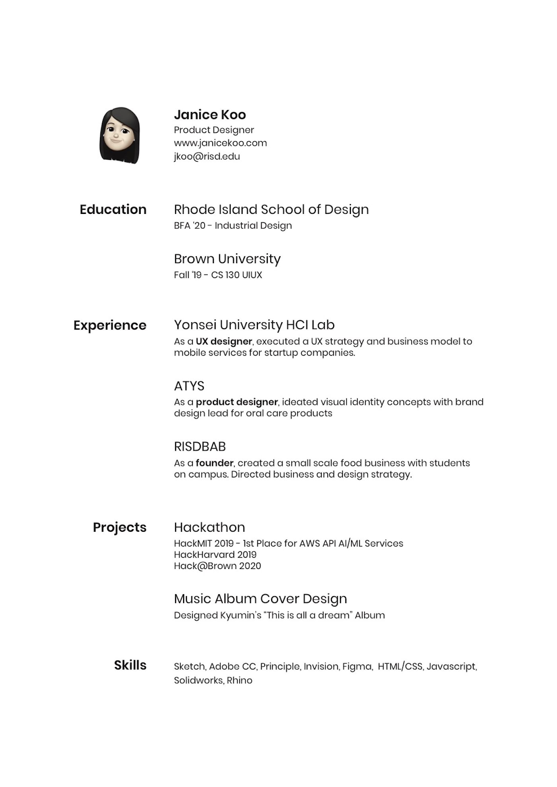 minimalist CV design