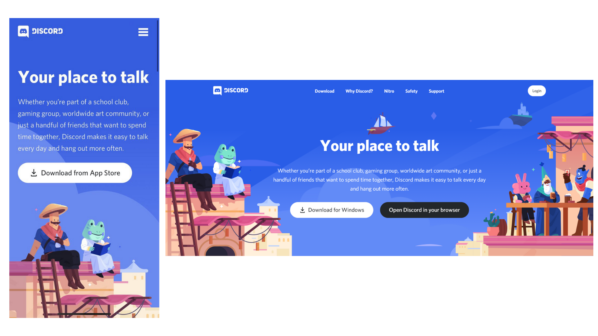 responsive mobile layout of Discord