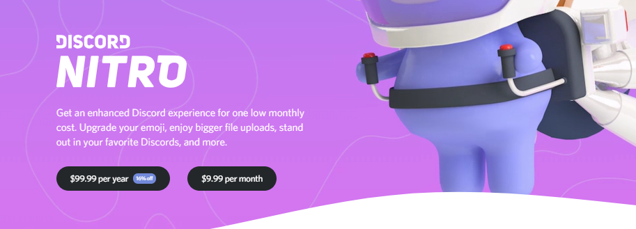 website design of Discord