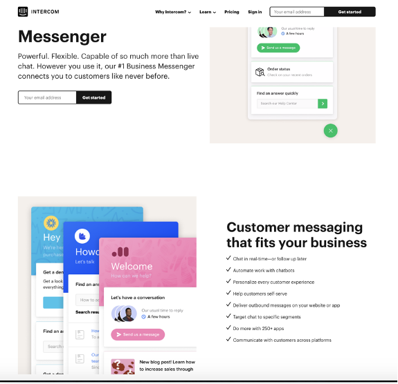 intercome messanger page design
