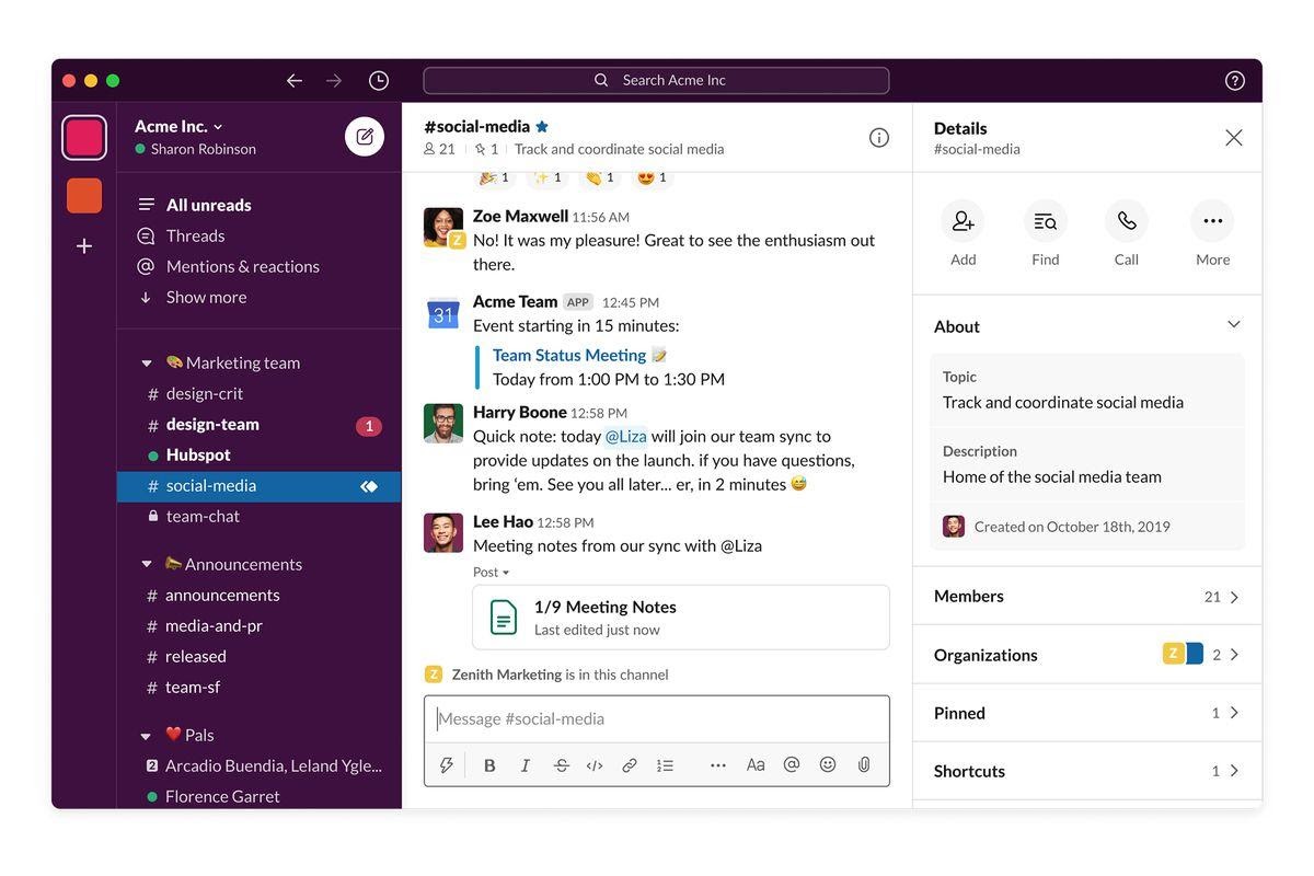 use of contrast in Slack's design