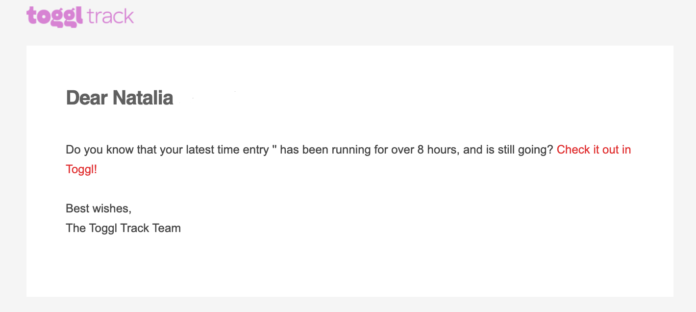toggl service saas email template