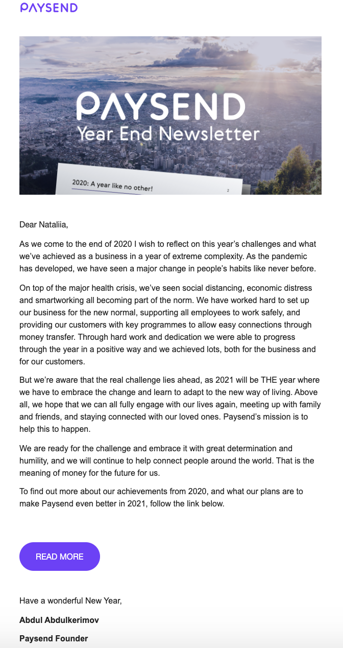 paysend saas newsletter template