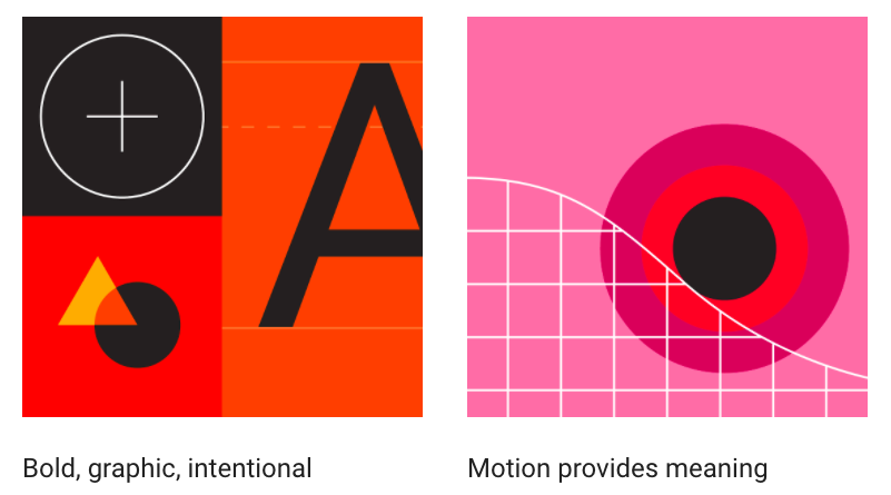 Bold, graphic, intentional. Motion provdes meaning