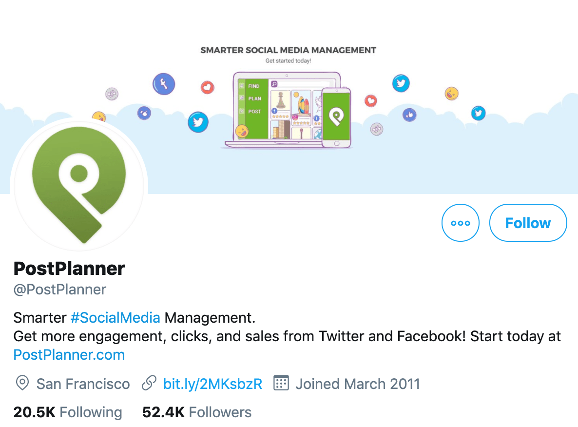 example of SaaS account on Twitter
